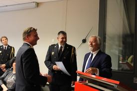 Huldiging zeven jubilarissen bij de vrijwillige brandweer Aalten